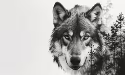 a wolf looking at the camera in the winter