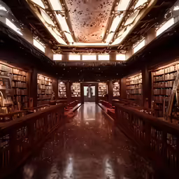 a long room with lots of books on the walls