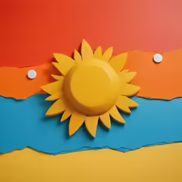 a paper craft sunflower on top of a piece of colored papers