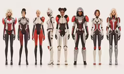a bunch of women in costumes standing together