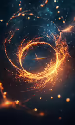 a spiral of glowing yellow orange and blue fire