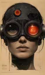 a woman has eyes that have glowing orange eyes