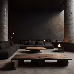 an interior view of a dark colored room