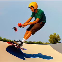 a man riding a skateboard down the side of a ramp