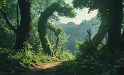 there is an image of a dirt path in the woods