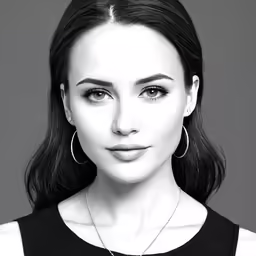 a woman with large earrings and a black shirt