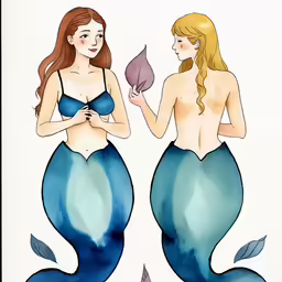 a drawing of two girls standing next to each other holding umbrellas