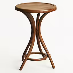 wooden stool and a table that are not in place