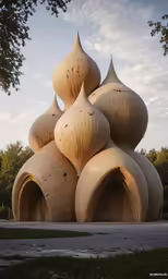 some interesting structures in the middle of a park
