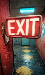 a exit sign next to the door of a building
