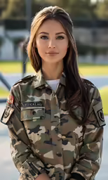 an attractive young lady dressed in a military uniform