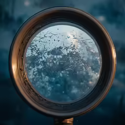 a mirror that is next to a sky view