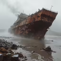 two ships near one another on the shore