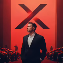 a man in a business suit looks at the camera