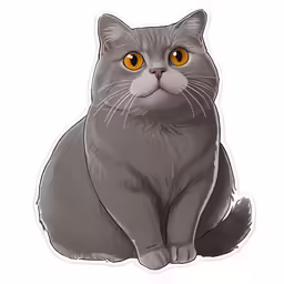 the sticker is shaped as a gray cat