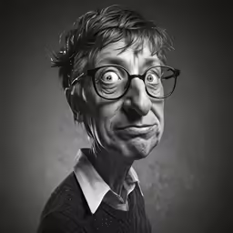 a man has funny eyes in the black and white photo