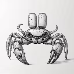 a drawing of a crab with legs and claws