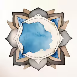 a round object painted in gray and blue