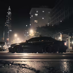 some cars that are sitting on the side of a road