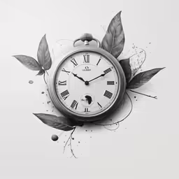 a clock that has leaves around it
