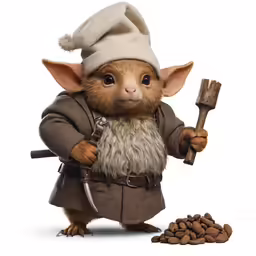 a brown mouse with an enormous amount of nuts around his neck