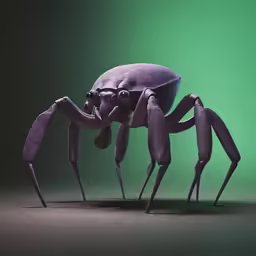 a purple crab sits on its hind legs