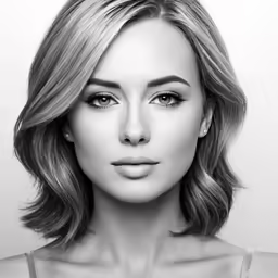 a woman with shoulder length hair and shoulder length makeup
