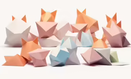 small folded origami ornaments, designed by mechaika