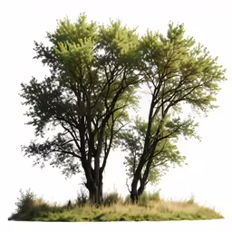 a couple of trees that are in the grass