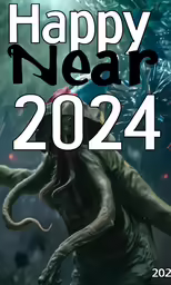 an image of a person dressed up as a zombie with the words happy new year