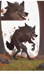 an illustrated image of two different animals with fangs