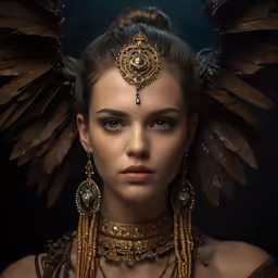 a close up of a person wearing gold jewelry
