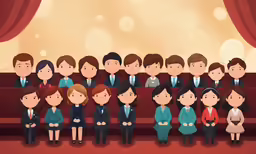 a group of people siting in front of a stage