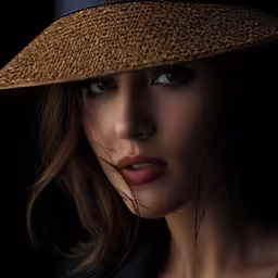 a beautiful young lady with a large hat