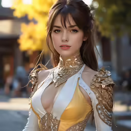 a woman is standing in a dress posing for the camera