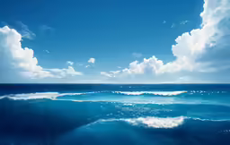 the view of a large ocean with white clouds