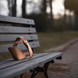 a pair of sandals is sitting on the bench