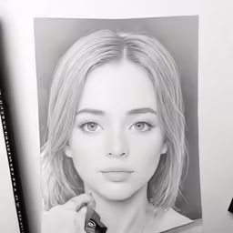 a drawing of a woman with her hair in a bobble