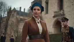 an historical style woman in a brown dress
