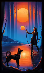 a woman holding a lasso as she leads her dog