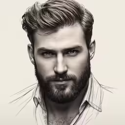 a male with a beard wearing a button down shirt