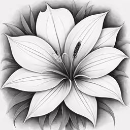 a drawing of a flower that has three leaves