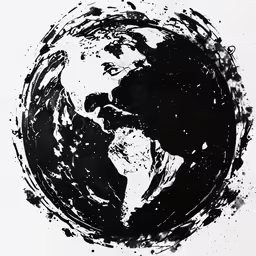 the black and white ink stain on a white paper