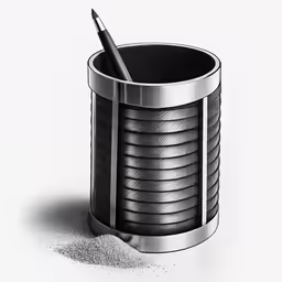 a pencil in a trash can on a white background