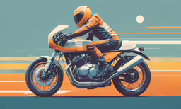 the motorcycle is wearing a helmet and driving it