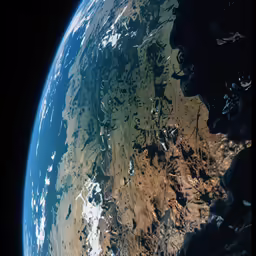 the view from space, showing earth in the distance
