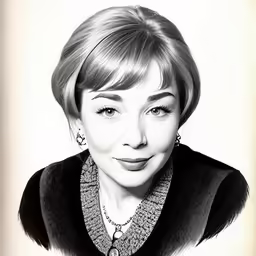 a woman with short hair and a sweater