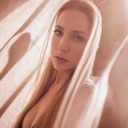 a girl in white coat and black tank top sitting down