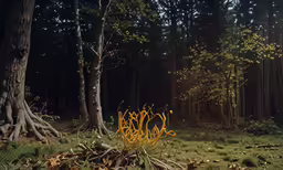 a bush that has yellow flowers in it