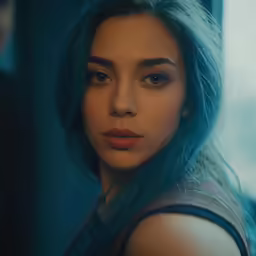 an attractive young lady is staring at the camera